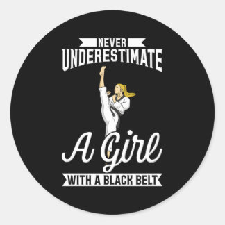 Karate voor Mial Fighter met een zwarte riem Ronde Sticker