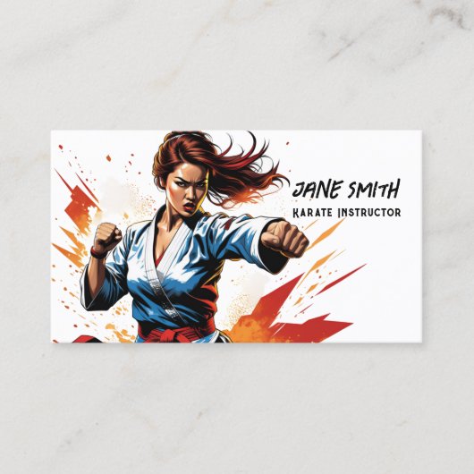 Karate Vrouw Instructeur Visitekaartje (Voorkant)