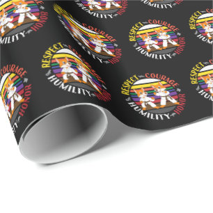 Karate Waarden - Leuke sparring Fox Silhouetten Cadeaupapier