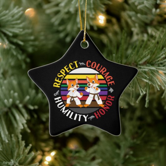 Karate Waarden - Leuke sparring Fox Silhouetten Keramisch Ornament (Boom)