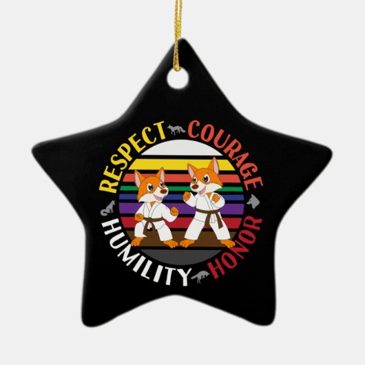 Karate Waarden - Leuke sparring Fox Silhouetten Keramisch Ornament (Voorkant)