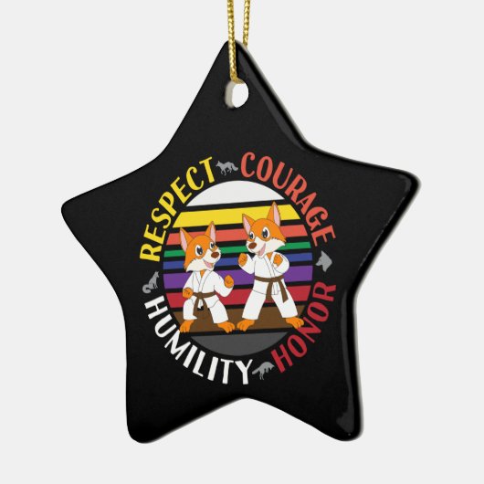 Karate Waarden - Leuke sparring Fox Silhouetten Keramisch Ornament (Links)