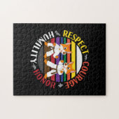 Karate Waarden - Leuke sparring Fox Silhouetten Legpuzzel (Horizontaal)