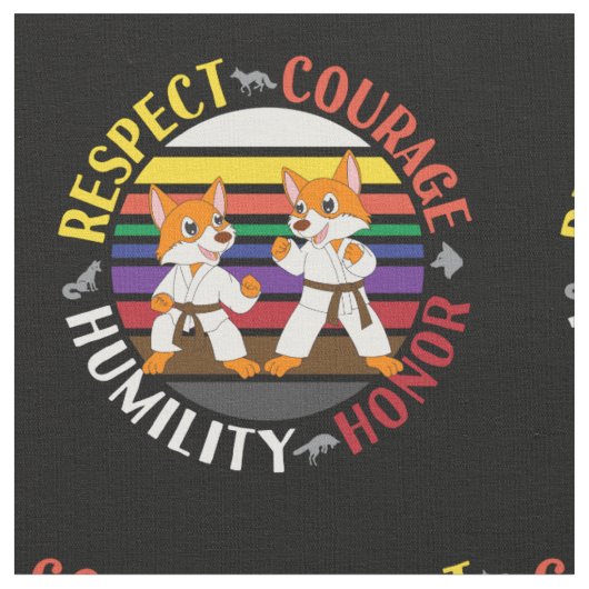 Karate Waarden - Leuke sparring Fox Silhouetten Stof (Close Up)