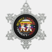 Karate Waarden - Leuke sparring Fox Silhouetten Tin Sneeuwvlok Ornament (Voorkant)