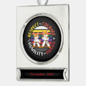 Karate Waarden - Leuke sparring Fox Silhouetten Verzilverd Banner Ornament (Links)