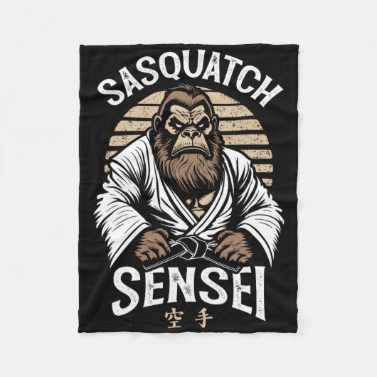 Karate Warrior Legend Sasquatch Sensei Bigfoot Mar Fleece Deken (Voorkant)