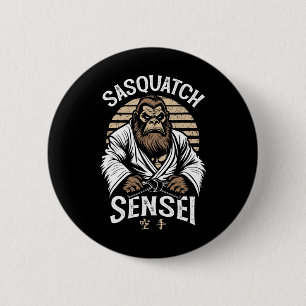Karate Warrior Legend Sasquatch Sensei Bigfoot Mar Ronde Button 5,7 Cm