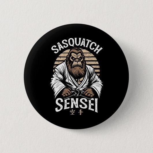 Karate Warrior Legend Sasquatch Sensei Bigfoot Mar Ronde Button 5,7 Cm (Voorkant)