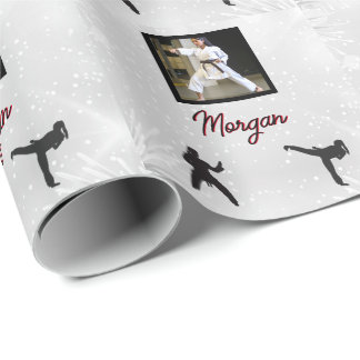 Karate Winter Wonder Persoonlijke foto & naam Cadeaupapier