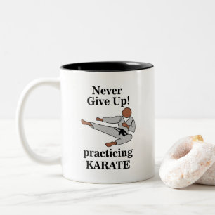 Karate Zwarte Band Geef Nooit Op Martial Arts Tweekleurige Koffiemok