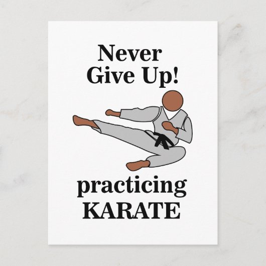 Karate Zwarte Band Geef Nooit Op Vechtsporten Briefkaart (Voorkant)