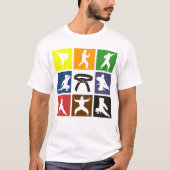 Karateka Silhouetten in Pop Art Karate Belt Kleure T-shirt (Voorkant)