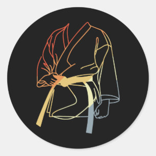 Karateka Tekenende Vintage Kijk Karate Leraar Ronde Sticker