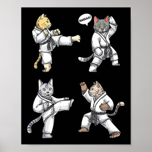 Karatekatten Martial Arts Training Zwarte Band Tae Poster