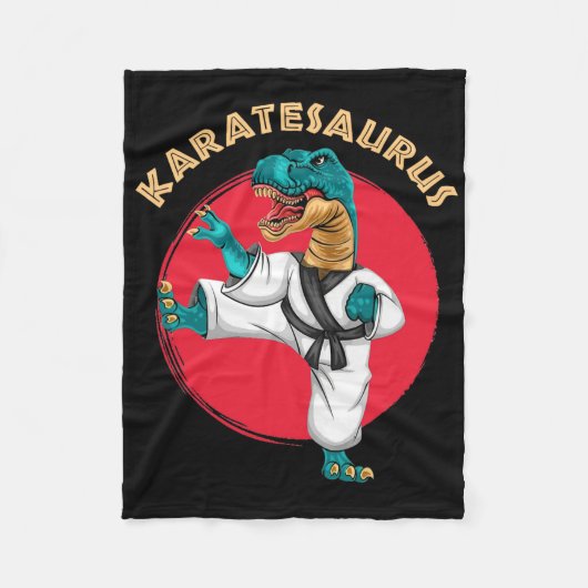 Karatesaurus Grappige Karate Dinosaurus  Fleece Deken (Voorkant)