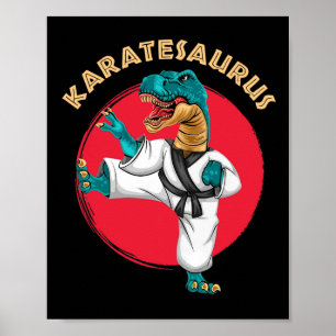 Karatesaurus Grappige Karate Dinosaurus  Poster