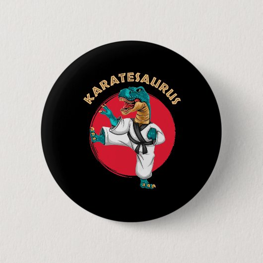 Karatesaurus Grappige Karate Dinosaurus  Ronde Button 5,7 Cm (Voorkant)