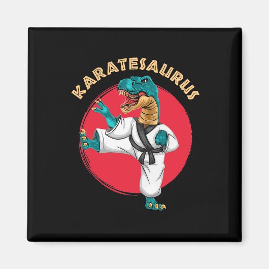 Karatesaurus Grappige Karate Dinosaurussen  Magneet (Voorkant)