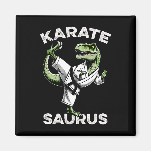 Karatesaurus T-rex Karate Dino Funny Dinosaur Mart Magneet (Voorkant)