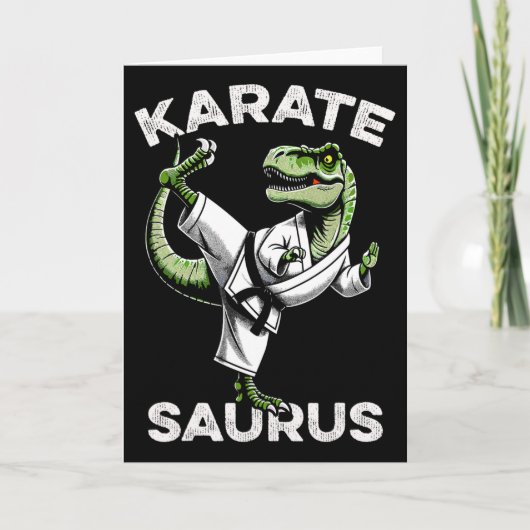 Karatesaurus T-rex Karate Dino Grappige Dinosaurus Kaart (Voorkant)