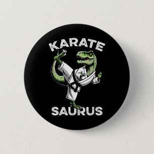 Karatesaurus T-rex Karate Dino Grappige Dinosaurus Ronde Button 5,7 Cm