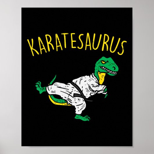 Karatesaurus Trex Karate Funny Dinosaur Martial Ar Poster (Voorkant)
