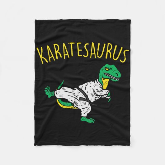 Karatesaurus Trex Karate Grappige Dinosaur Martial Fleece Deken (Voorkant)