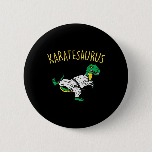 Karatesaurus Trex Karate Grappige Dinosaur Martial Ronde Button 5,7 Cm (Voorkant)