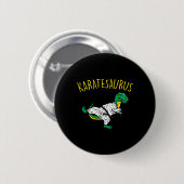 Karatesaurus Trex Karate Grappige Dinosaur Martial Ronde Button 5,7 Cm (Voorkant /achterkant)