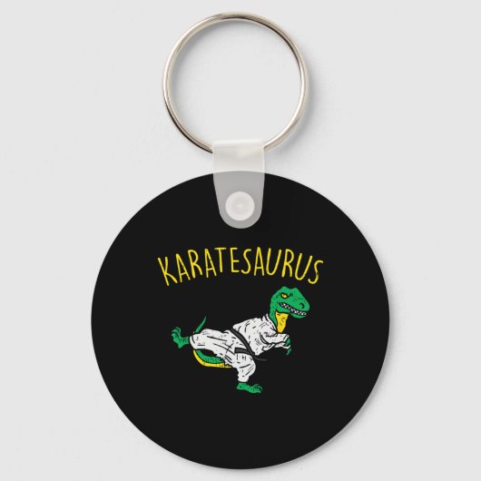 Karatesaurus Trex Karate Grappige Dinosaur Martial Sleutelhanger (Voorkant)