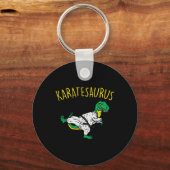 Karatesaurus Trex Karate Grappige Dinosaur Martial Sleutelhanger (Voorkant)