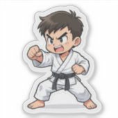Karatestudent slaat sticker (Voorkant)