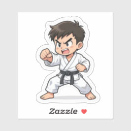 Karatestudent slaat sticker