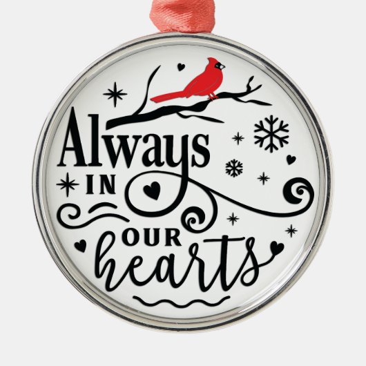 Kardinaal/Altijd in ons hart Metalen Ornament (Voorkant)