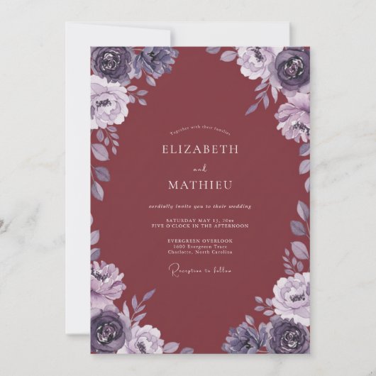 Kardinaal Amethyst Waterverf Bruiloft Kaart (Voorkant)