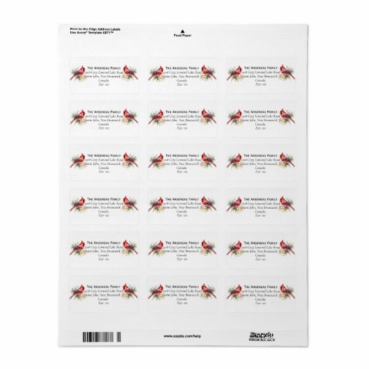 Kardinaal Aquarel Personaliseer Etiket (Full Sheet)