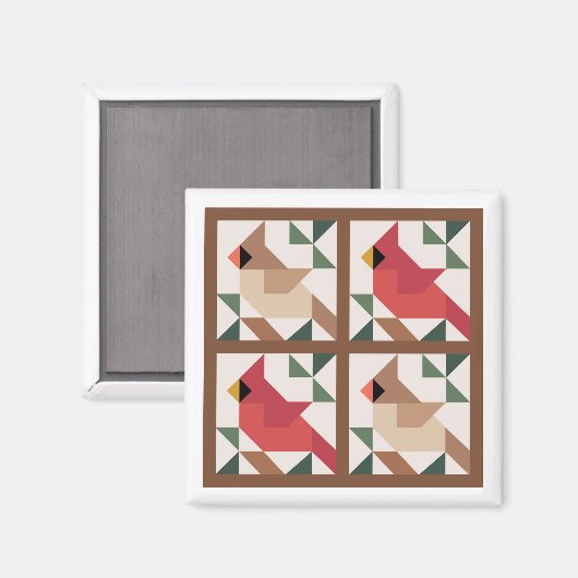 Kardinaal Barn Quilt Magnet (Voorkant / Achterkant)