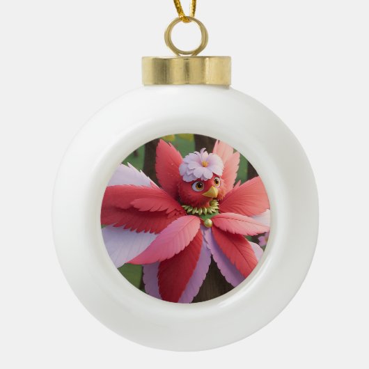 Kardinaal Bee Kerstmis Keramische Bal Ornament (Voorkant)