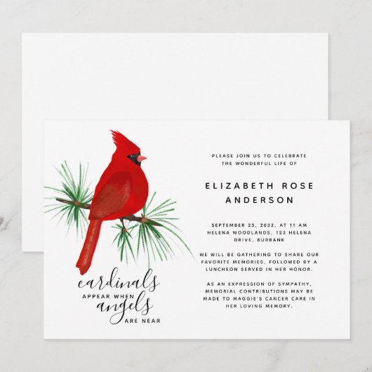 Kardinaal begrafenisfeest van het leven kaart (Voorkant / Achterkant)