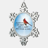 Kardinaal, bezoeker uit de hemel tin sneeuwvlok ornament (Rechts)