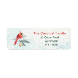 Kardinaal bindweefsel geeft sneeuwterugzendlabel etiket