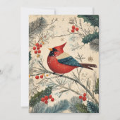  kardinaal Bird Berries kerst Feestdagenkaart (Voorkant)