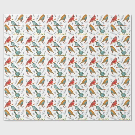 Kardinaal Bird Bluebirds Chickadee Gnatcatcher Cadeaupapier (Vlak)