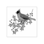 Kardinaal Bird Illustratie Holly Branch Rubberstempel (Afrduk)