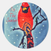 Kardinaal Bird in de sneeuw Ronde Sticker (Voorkant)
