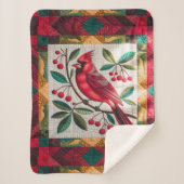 Kardinaal Bird Quilt, fleece deken – Levendig rood (Voorkant)