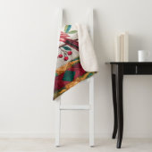 Kardinaal Bird Quilt, fleece deken – Levendig rood (In situ)