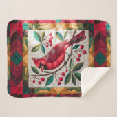 Kardinaal Bird Quilt, fleece deken – Levendig rood (Voorkant (horizontaal))
