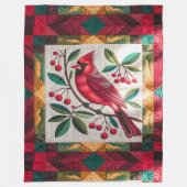 Kardinaal Bird Quilt, fleece deken – Levendig rood (Voorkant)